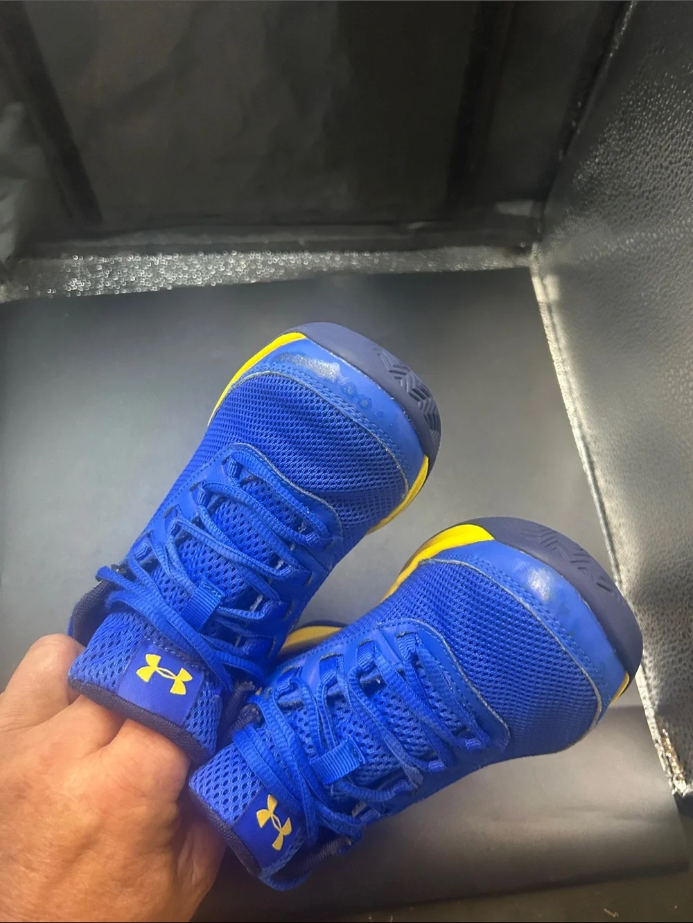 Under Armour Kids Blue and Yellow Mesh Athletic Sneakers